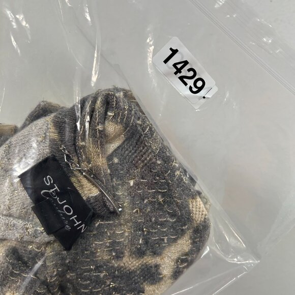 St John Couture ladies Cardigan sweater medium gray brown gold animal metallic - Picture 11 of 12